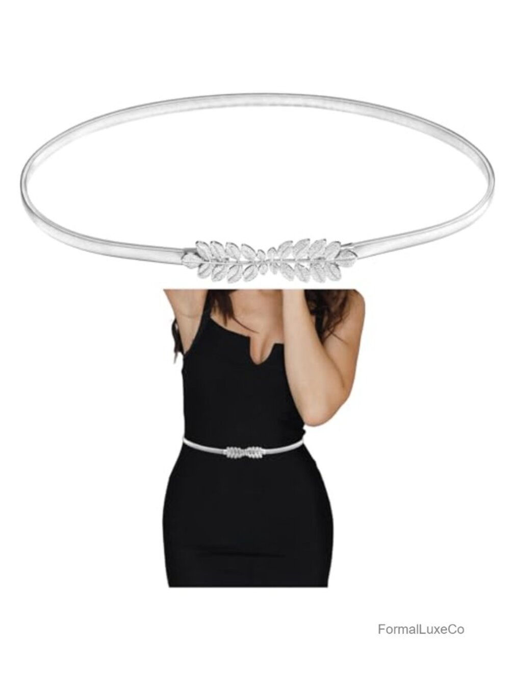 Women's Elastic Skinny Waist Belt Metal Chain Stretch Belt